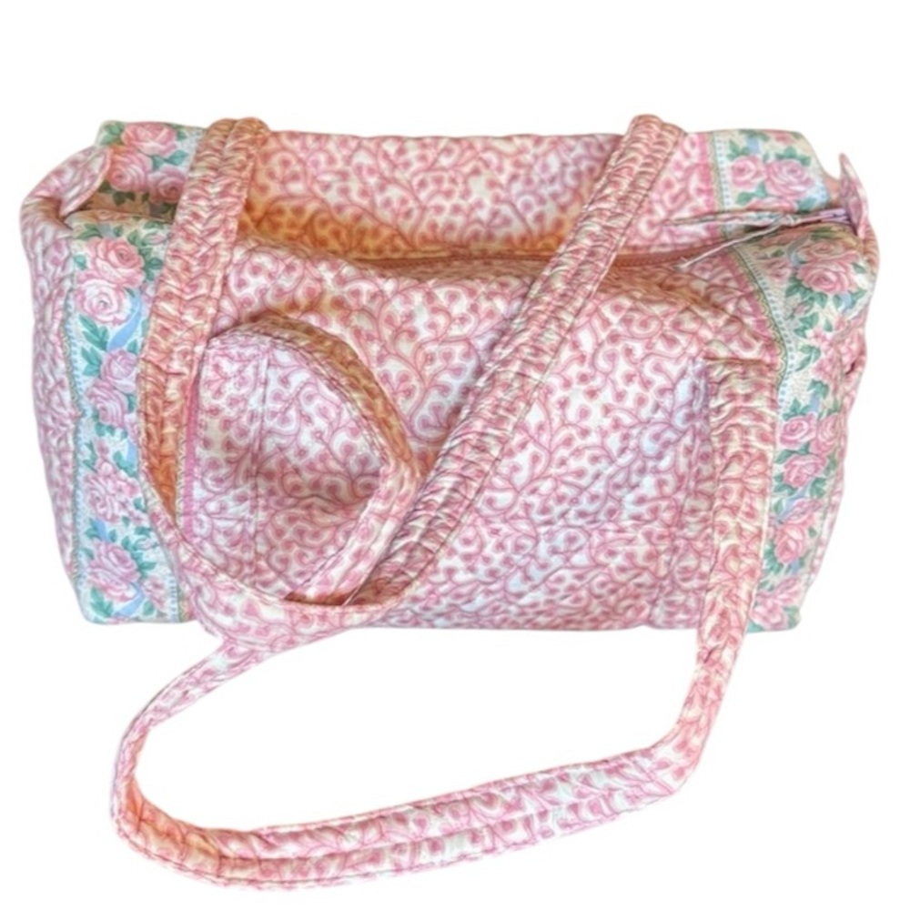 Vera Bradley Vintage 80s Pink Delft Pattern Large Folding Garment & Duffel Bags - Picture 7 of 12